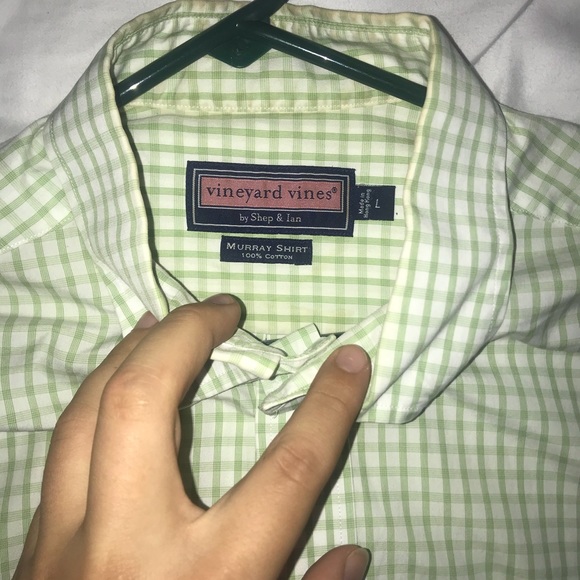 VV button down green and white checkered, Large - Picture 2 of 2